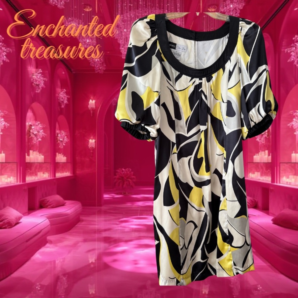 Chloe Dao  Black and Yellow Abstract Dress